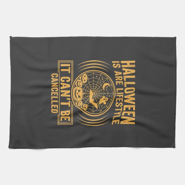 Halloween Lifestyle Bat Spider Web Design_1 Kitchen Towel (Horizontal)