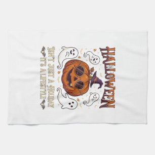 Halloween Lifestyle Pumpkin Sunglasses Witch Hat G Kitchen Towel