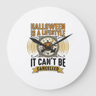 Halloween Lifestyle Vintage Pumpkin Typography Des Large Clock