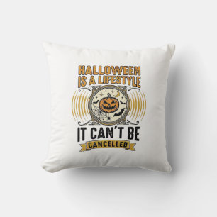 Halloween Lifestyle Vintage Pumpkin Typography Des Throw Pillow