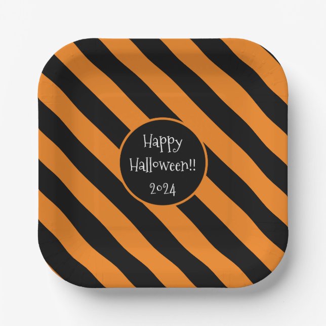 Halloween Lines Paper Plates (Front)