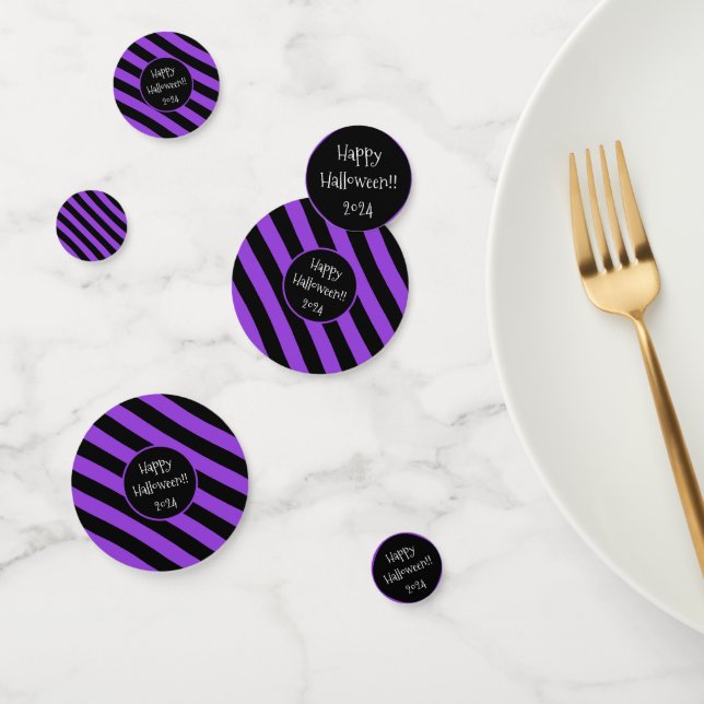 Halloween Lines Paper Plates Confetti (Group)