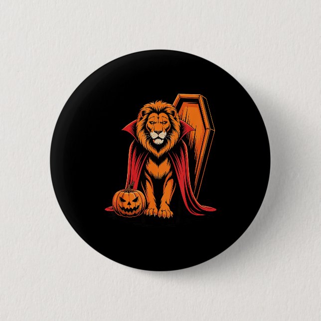 Halloween Lion Coffin Lions  2 Inch Round Button (Front)