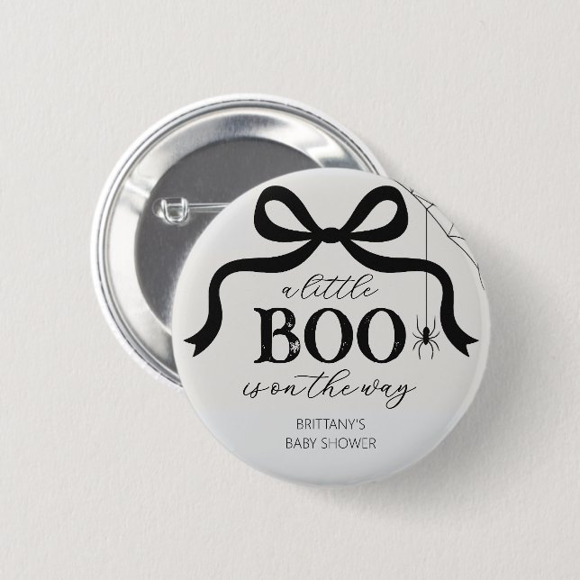 Halloween Little Boo Baby Shower 2 Inch Round Button (Front & Back)