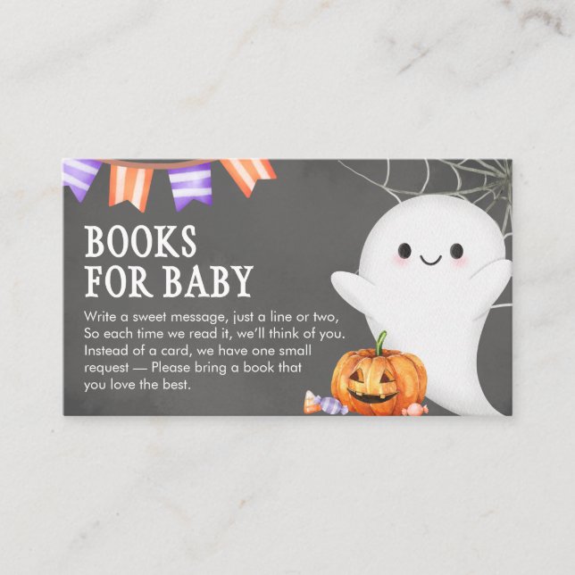 Halloween Little Boo Baby Shower Books for Baby Enclosure Card (Front)