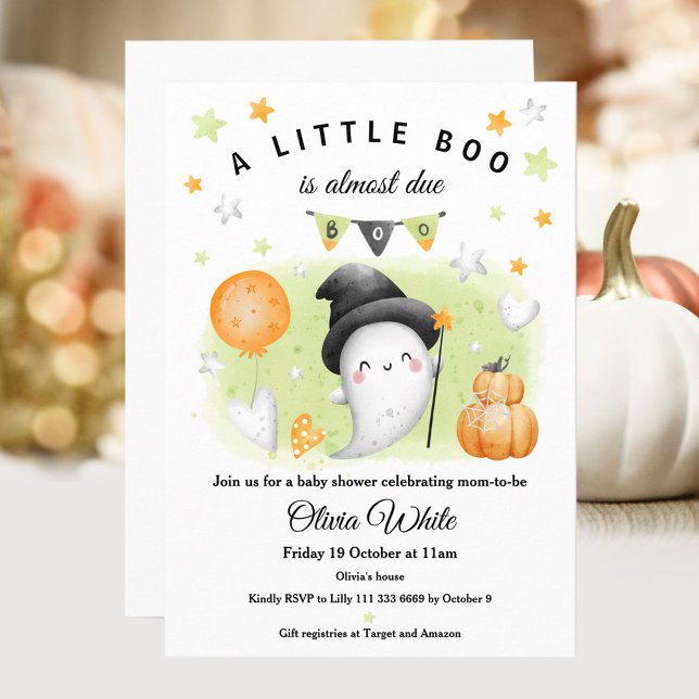 Halloween Little Boo Baby Shower Invitation (Halloween Little Boo Baby Shower Invitation)