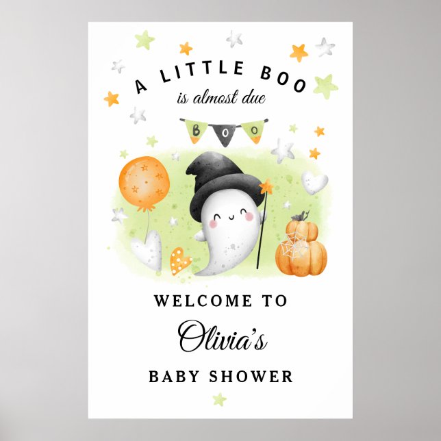 Halloween Little Boo Baby Shower Welcome Sign (Front)