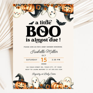 Halloween Little Boo Fall Pumpkin Baby Shower Invitation
