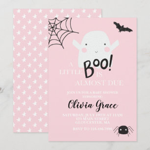 Halloween Little Boo Ghost Baby Shower Pink Invita Invitation