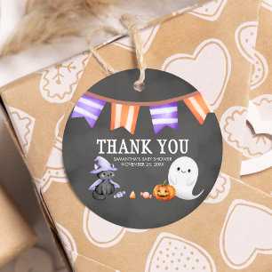 Halloween Little Boo Ghost Baby Shower Round Favour Tags