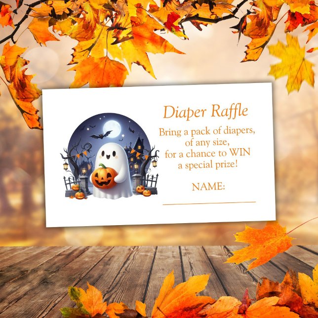 Halloween Little Boo Ghost Diaper Raffle Ticket Enclosure Card (Creator Uploaded)