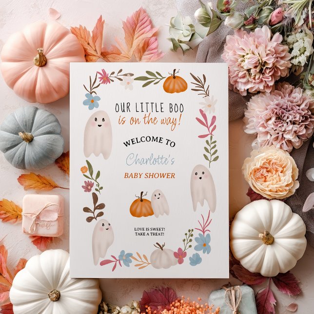 Halloween little boo Ghosts welcome baby shower Poster (Halloween little boo Ghosts welcome baby shower Poster)