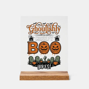 Halloween Little Boo Yah Cute Spooky Vector Design Acrylic Sign