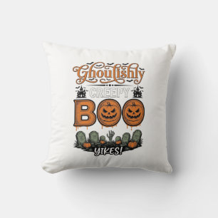 Halloween Little Boo Yah Cute Spooky Vector Design Throw Pillow