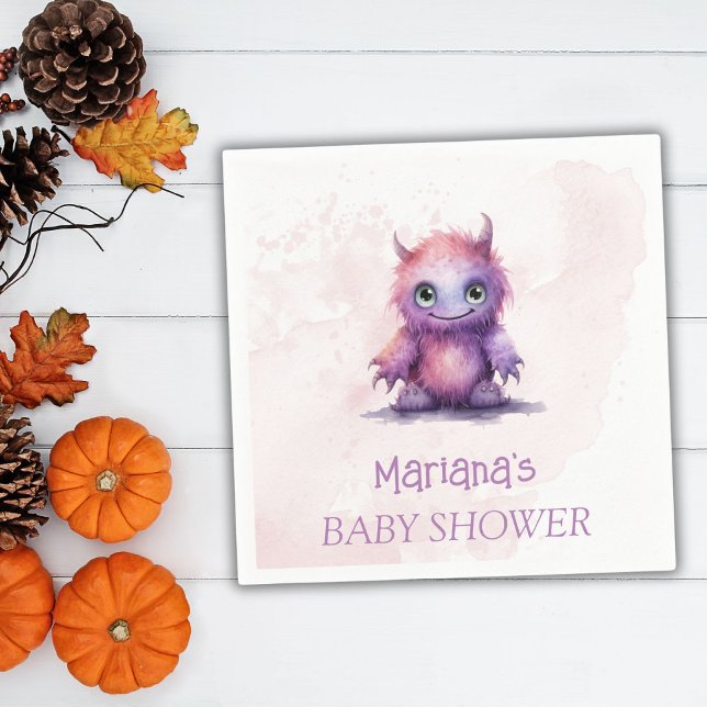 Halloween Little Monster Girl Baby Shower Napkin (Creator Uploaded)