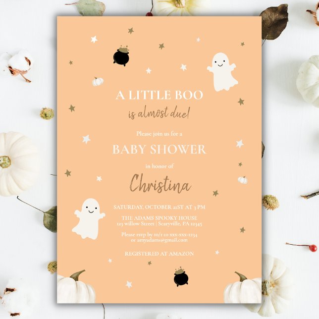 Halloween Little Pumpkin Boo Baby Shower Orange Invitation (Creator Uploaded)