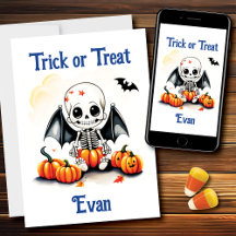 Halloween Little Skeleton Bats Trick or Treat