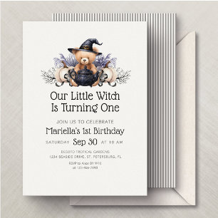 Halloween Little Witch 1st 2nd Birthday Invitation