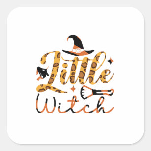 Halloween Little Witch Birthday Square Sticker