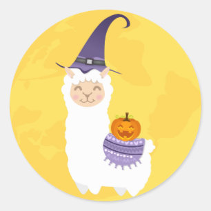 Halloween Llama Classic Round Sticker