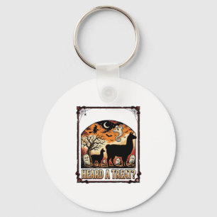 Halloween Llama Shirt Spooky Treat Graveyard Art_1 Keychain