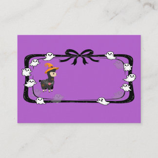 Halloween Llama Wearing Witch Hat Purple Place Card