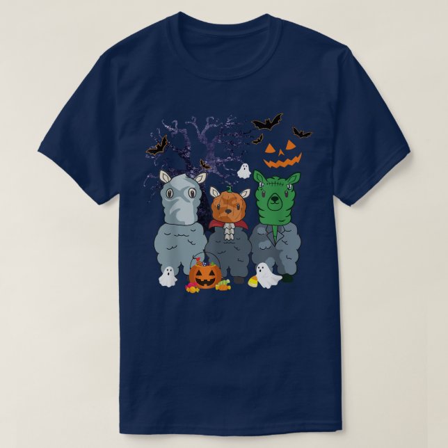 Halloween Llama Witch Scary Halloween Costume 1370 T-Shirt (Design Front)