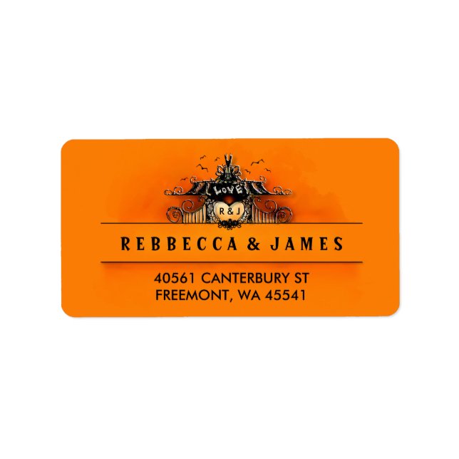 Halloween Love - Orange & Black Address Label (Front)