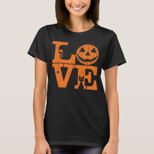 Halloween Love Pumpkin Cat Spooky Cute Graphic T-Shirt