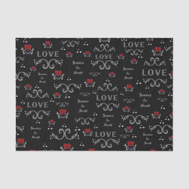 Halloween Love Skeletons Custom Names Tissue Paper (Front)