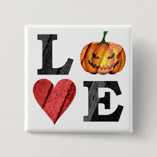 Halloween LOVE with Scary Jack o'lantern 2 Inch Square Button