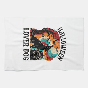 Halloween Lover Dog Witch Hat Pumpkin Tombstone_1 Kitchen Towel