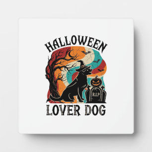 Halloween Lover Dog Witch Hat Pumpkin Tombstone_1 Plaque