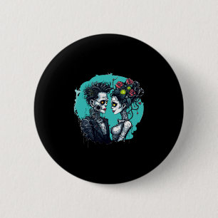 Halloween Lovers Frankenstein Skeleton 2 Inch Round Button