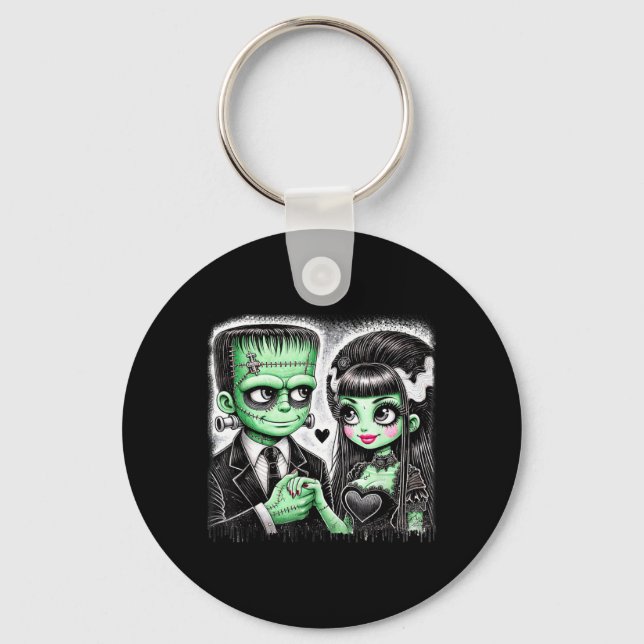 Halloween Lovers Frankenstein Skeleton for Men Keychain (Front)