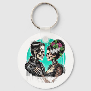 Halloween Lovers Frankenstein Skeleton For Men Wom Keychain