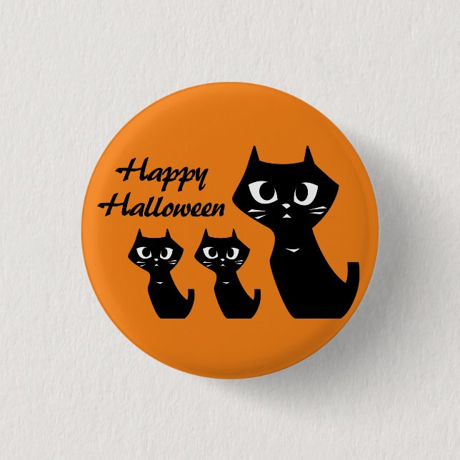 Halloween Lucky Black Cats 1 Inch Round Button (Front)