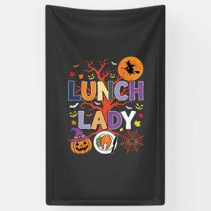 Halloween Lunch Lady Witch Kitchen Vector Banner