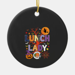 Halloween Lunch Lady Witch Kitchen Vector Ceramic Ornament