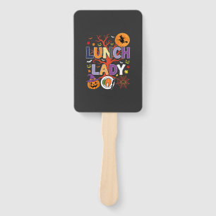 Halloween Lunch Lady Witch Kitchen Vector Hand Fan