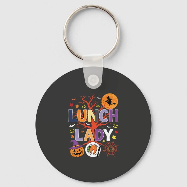 Halloween Lunch Lady Witch Kitchen Vector Keychain (Front)