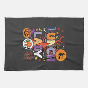 Halloween Lunch Lady Witch Kitchen Vector Towel