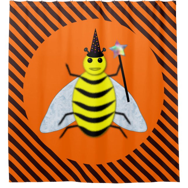 Halloween Magic Bee Witch Orange and Black Stripes (Front)