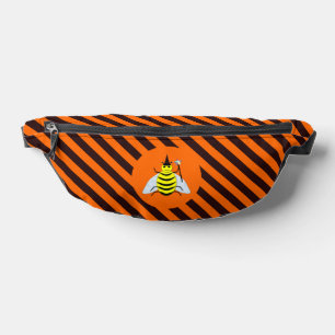 Halloween Magic Bee Witch orange and Black Stripes Fanny Pack
