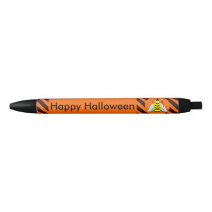 Halloween Magic Bee Witch Orange and Black Stripes Ink Pen