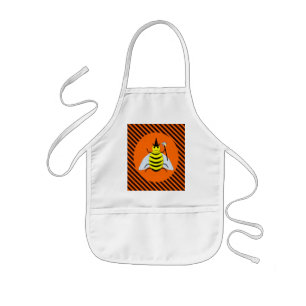 Halloween Magic Bee Witch Orange and Black Stripes Kids Apron