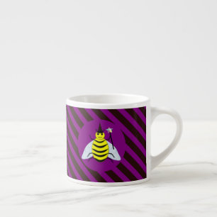 Halloween Magic Bee Wizard Purple and Black Stripe Espresso Cup