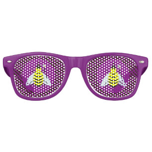Halloween Magic Bee Wizard Purple and Black Stripe Retro Sunglasses