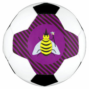 Halloween Magic Bee Wizard Purple and Black Stripe Soccer Ball