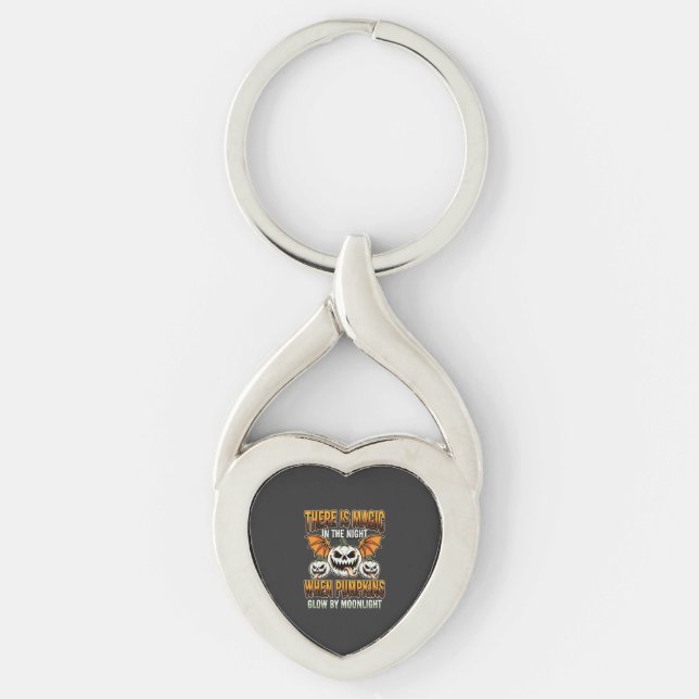 Halloween Magic Pumpkin Moonlight Horror Vector Keychain (Front)